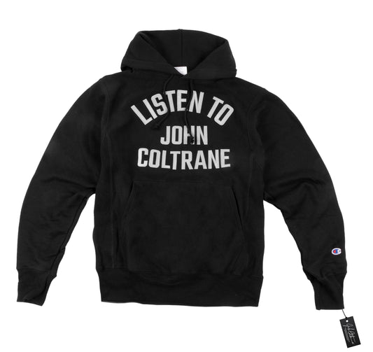 Listen To John Coltrane Embroidered Champion Hoodie Black