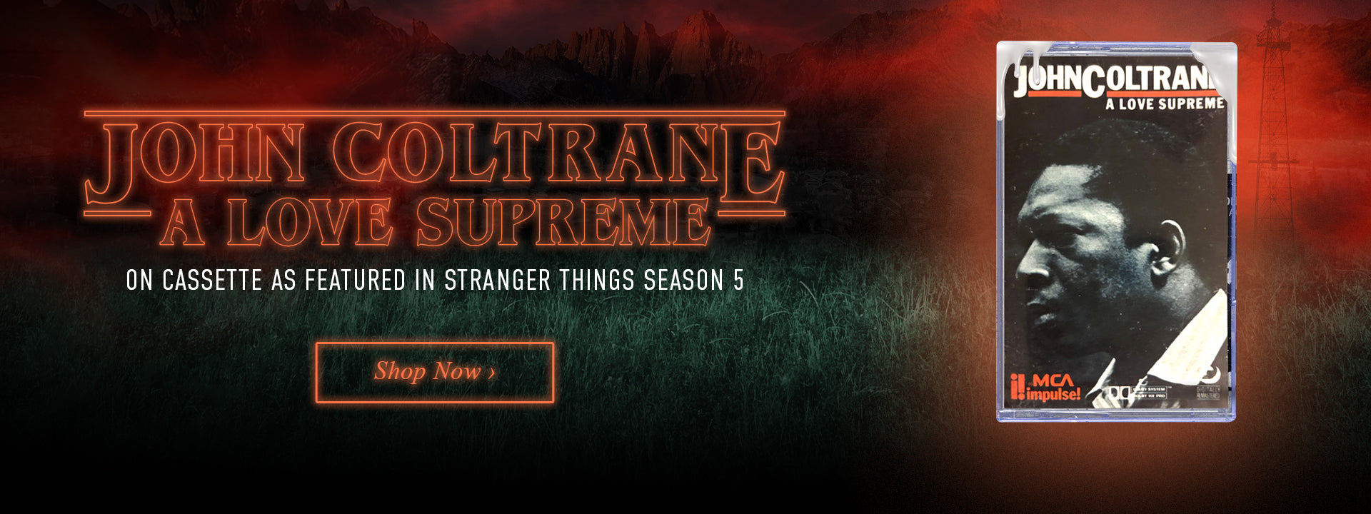 John Coltrane A Love Supreme on cassette as featured in stranger things season 5
