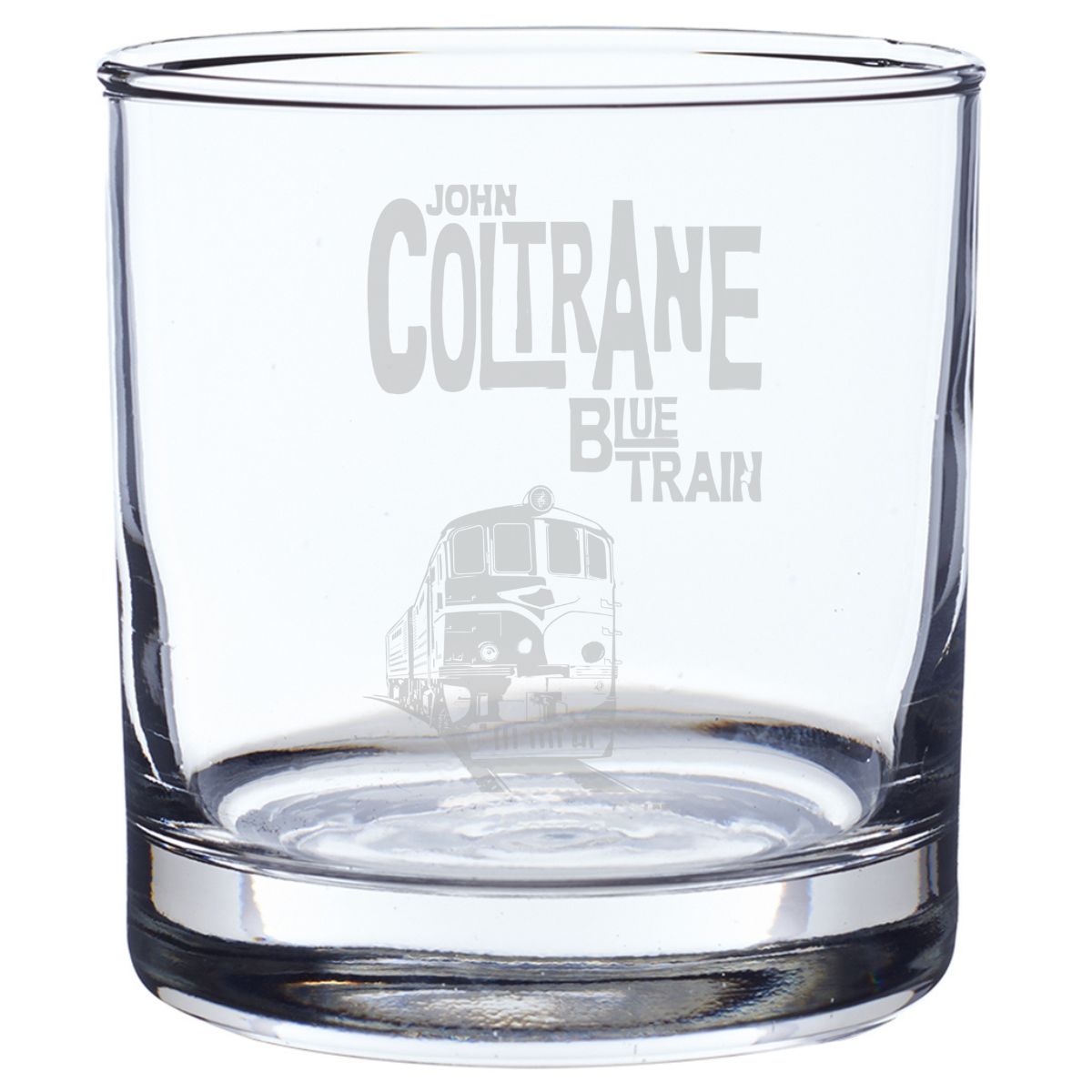 Blue Train Laser Engraved Rocks Glass